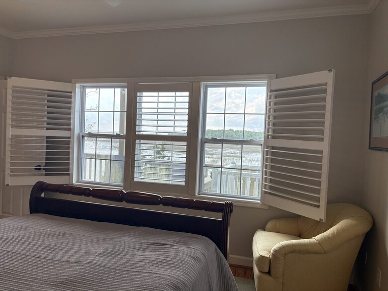 Main level bedroom 2 with marsh view