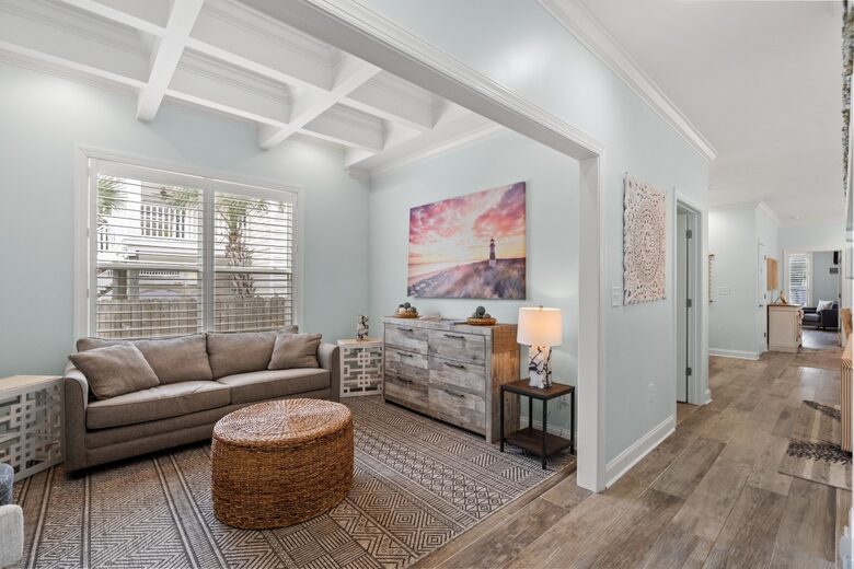 Den with pull out sofa bed and desk (desk not in photo)