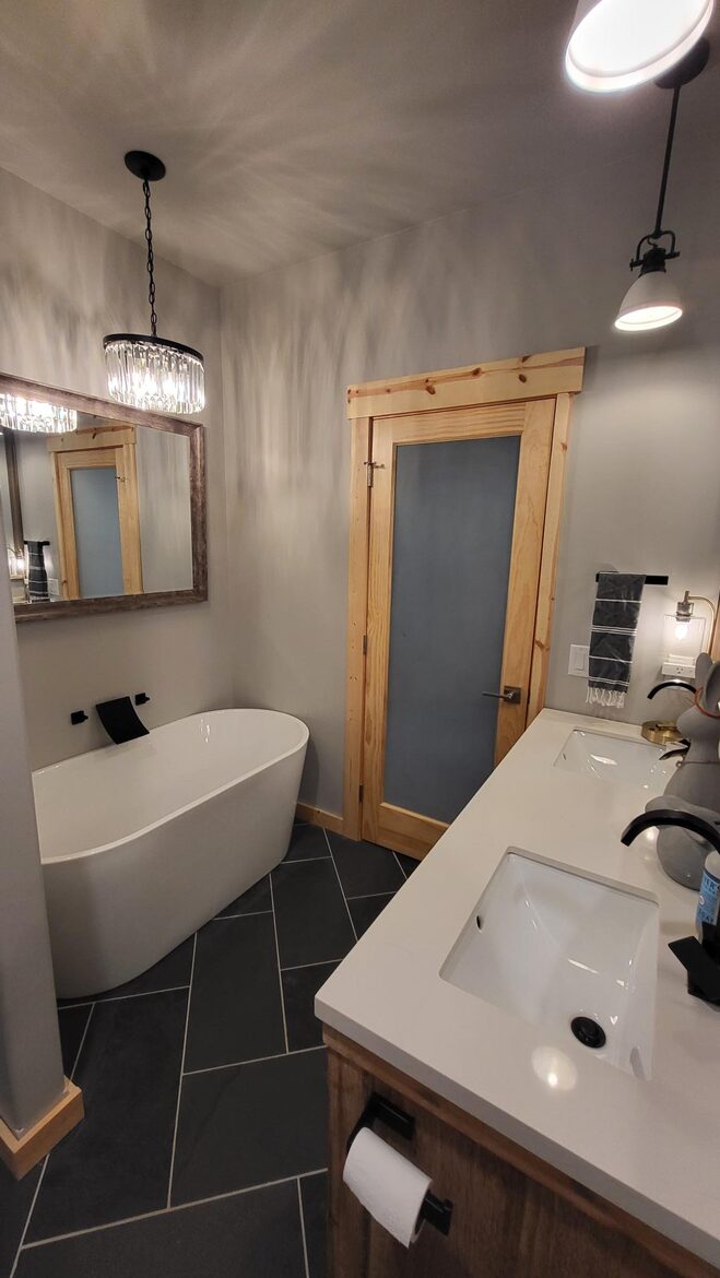 Guest bathroom attached to queen bedroom