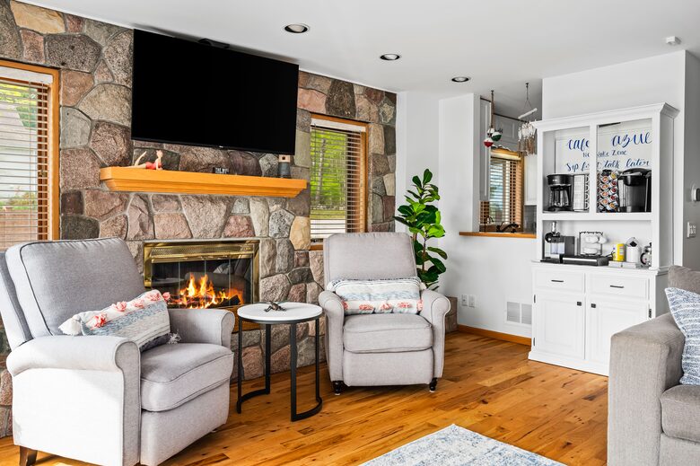 Fireplace perfect after a day on the lake