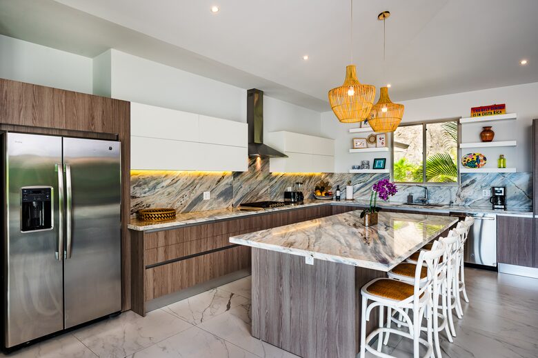 Kitchen Fridge Stove and Island
