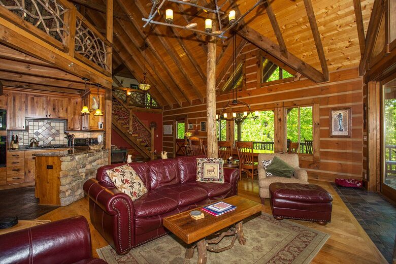 Great room leading to side deck