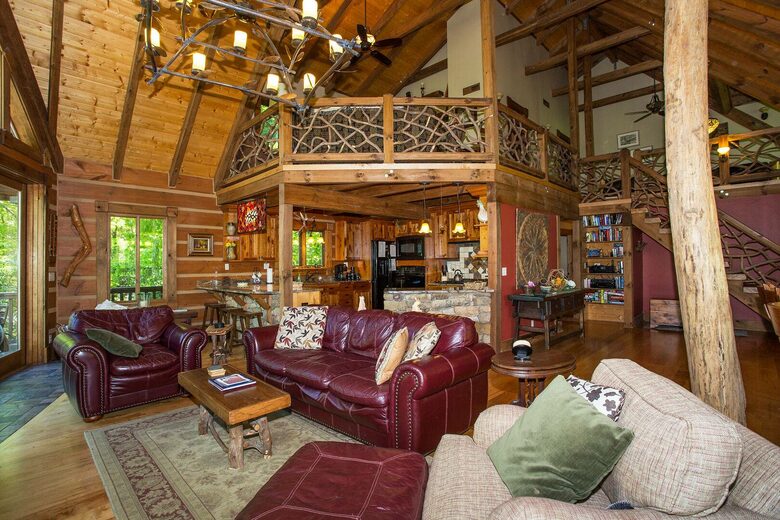 Great room with view of entertainment loft