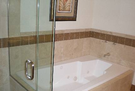 Master Bathroom tub and separate glass shower