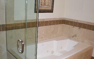 Master Bathroom tub and separate glass shower