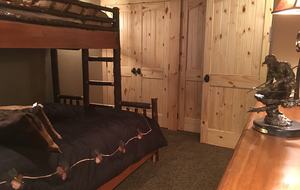 Bedroom 2 downstairs with King/twin hickory bunk bed