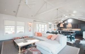 The living room and TV area of the great room.