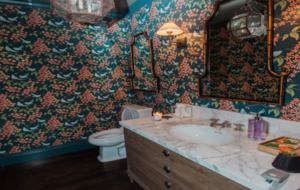 The jewel box powder room off of the great room.