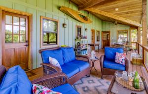 Deep covered porch perfect for morning coffee