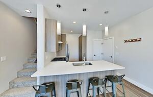 Kitchen island with four barstools