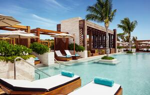 The stunning architecture of The Beach Club in Riviera Maya.
