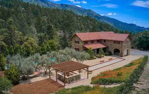 Home exchange in Calistoga CA, aerial view of backyard