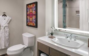 Home exchange in Cancun, lagoon view 2 bedroom villa guest bathroom