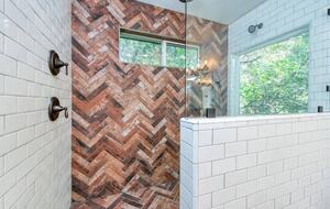 Home exchange in Bass Lake CA, second master bath walk-in shower