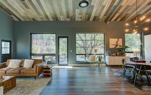 Home exchange in Spicewood TX, mid-century modern main living area