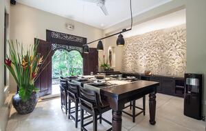 Home exchange in Ubud, Bali, dining table that doubles as pool table