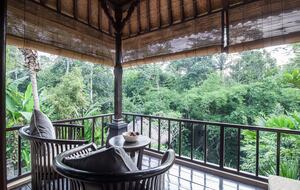 Home exchange in Ubud, Bali, master bedroom balcony overlooking jungle