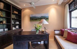Home exchange in Ubud, Bali, furnished office with desk and couch