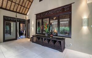 Home exchange in Ubud, Bali, yoga room with aerial silks