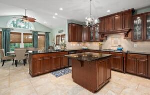 Expansive kitchen with many amenities