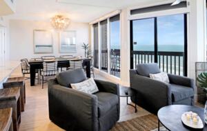 Open living room with gorgeous views of The Gulf