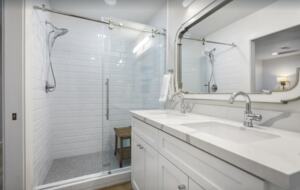 Beautiful guest room with walk-in shower