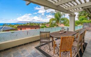 Outdoor dining area with ocean views