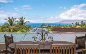 Outdoor dining area with ocean views