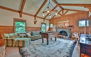 A game room, which now features a felt billiards table
