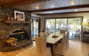 Home Exchange in Muncy Valley, PA, dining room with fireplace and view