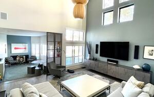 Home Exchange in Oxnard, CA family room with vaulted ceilings