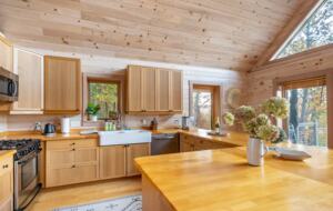Home exchange in Fairview NC, kitchen with wood counters