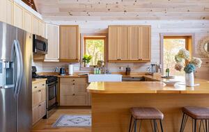 Home exchange in Fairview NC, kitchen with stainless steel appliances