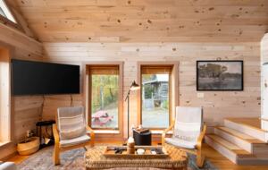 Home exchange in Fairview NC, living room with large flatscreen TV