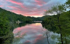 Gorgeous sunset over the river