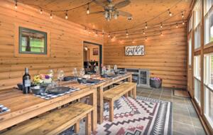 Massive dining table with views