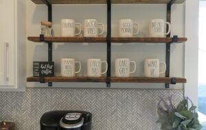 Home Exchange in Hillsdale, NY open shelves and a coffee counter