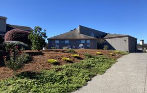 Updated driveway with landscape entrance from street.