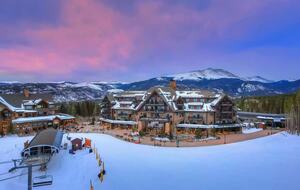 Slope side view of Crystal Peak Lodge and Independence lift