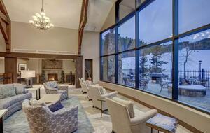 Lodge view of peak 7 and ski slope