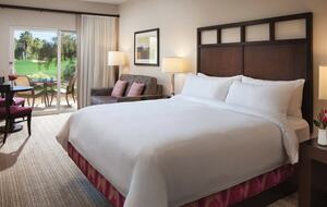 Home Exchange in Pam Desert, CA master suite with pull out sofa