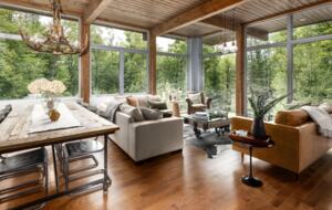 Gorgeous living room with floor-to-ceiling windows