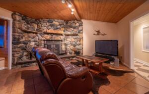 Open living room with fireplace