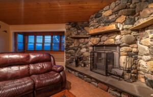 Open living room with fireplace