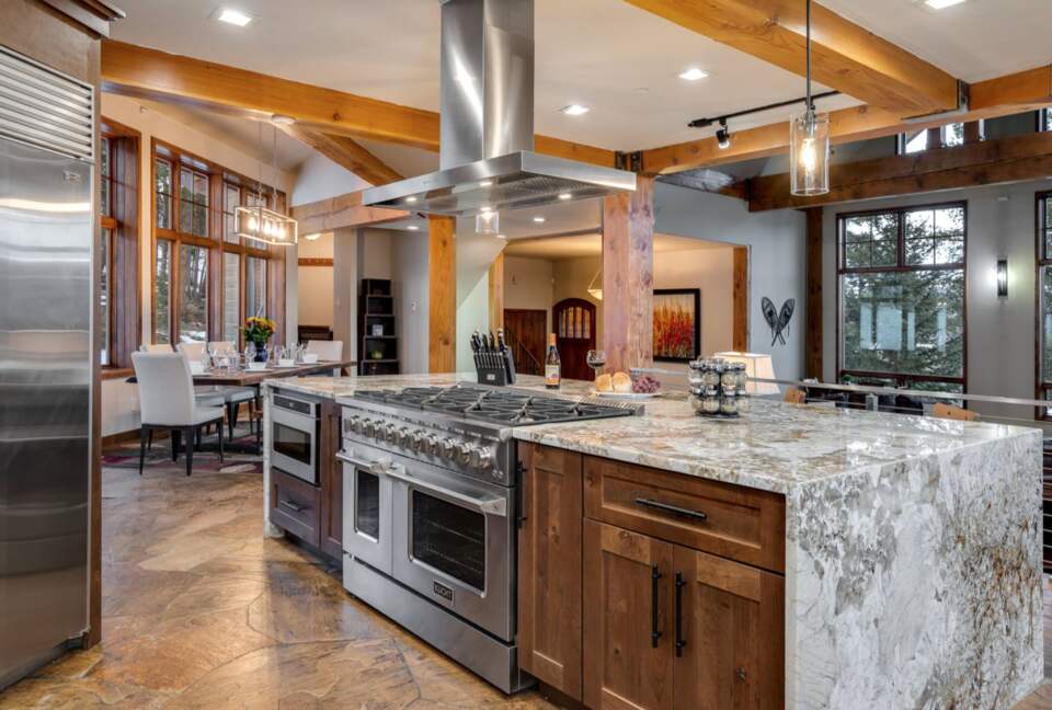 Gourmet kitchen with massive island