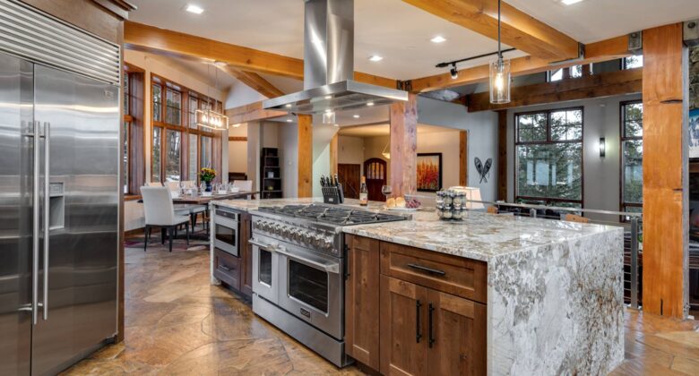 Gourmet kitchen with massive island
