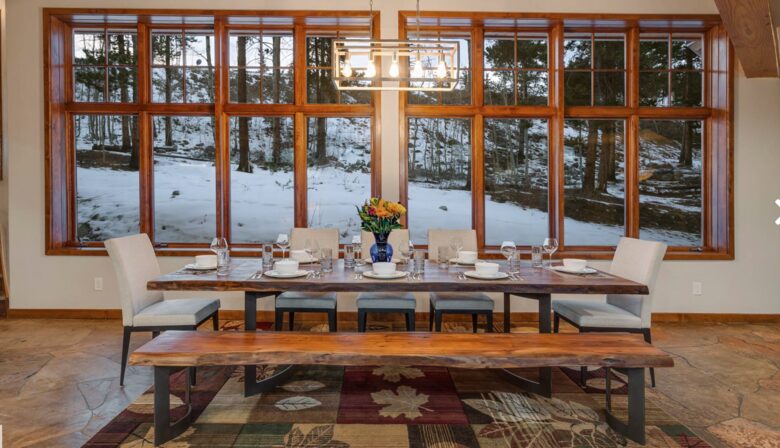 Spacious dining room with views
