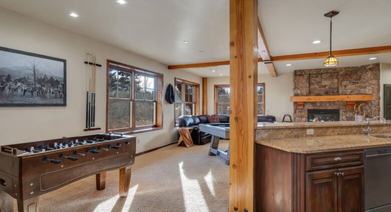 Lower level wet bar and rec room