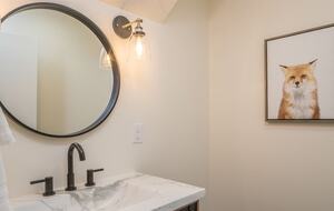 Home Exchange in Big Sky, Montana powder bathroom on main floor