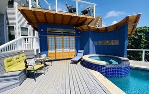 Pool Cabana Room with Full Bathroom and Separate Dining Area